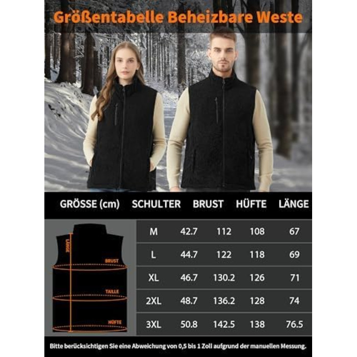 Обогреваемая жилетка для женщин и мужчин с Powerbank 18400mAh, флисовая жилетка с аккумулятором, 10 зон обогрева, теплая флисова жилетка для велоспорту, активного отдыха, черная XXL