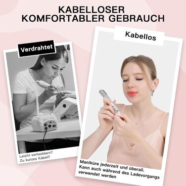 Електричний набір для манікюру та педикюру 12 в 1 бездротовий для гелевих, акрилових та натуральних нігтів (сірий)