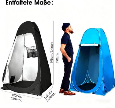 Намет для туалету та душу, переносний шатрів для відпочинку, переодягання та приватності на природі. Модель для кемпінгу та пляжу з сумкою, захист від сонця UV 50+ (Чорний)