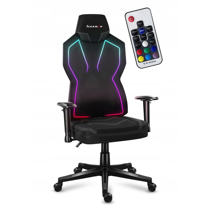 Ігрове крісло Huzaro Combat 6.2 RGB, тканина, чорне