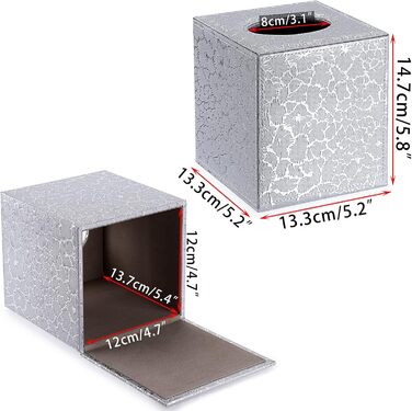 BTSKY Square Tissue Box Cover made of PU Leather – stylish cube-shaped tissue box holder with magnetic bottom, decorative PU tissue box for vanity dresser, bedside table, table