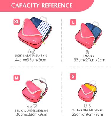 Набір кубиків для пакування валізи Gonex (4 шт), Органайзер для подорожей, Набір сумок для одягу, Колір: Помаранчево-жовтий (Світло-рожевий)