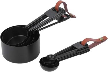 9-Piece Black Measuring Cup Set, Coffee Spoon with Scale for Kitchen and Cooking Utensils, Measuring Cups, Measuring Spoons, and Measuring Cups. Measuring Cups, Measuring Cups (black)