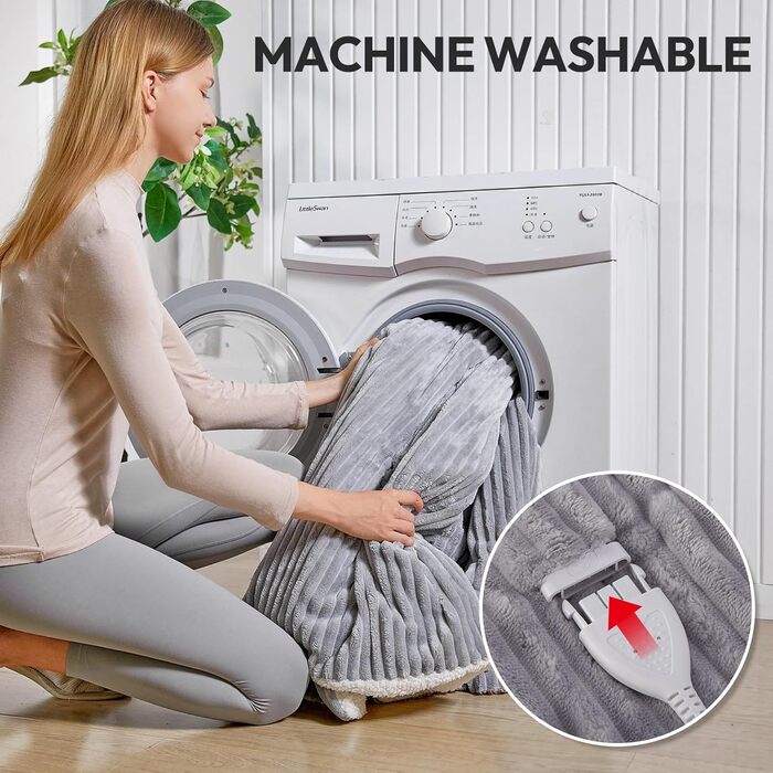 Електрична ковдра з підігрівом YDW 200x180 см з автовимкненням - тепла та затишна ковдра для ліжка, захист від перегріву, пральна, сіра