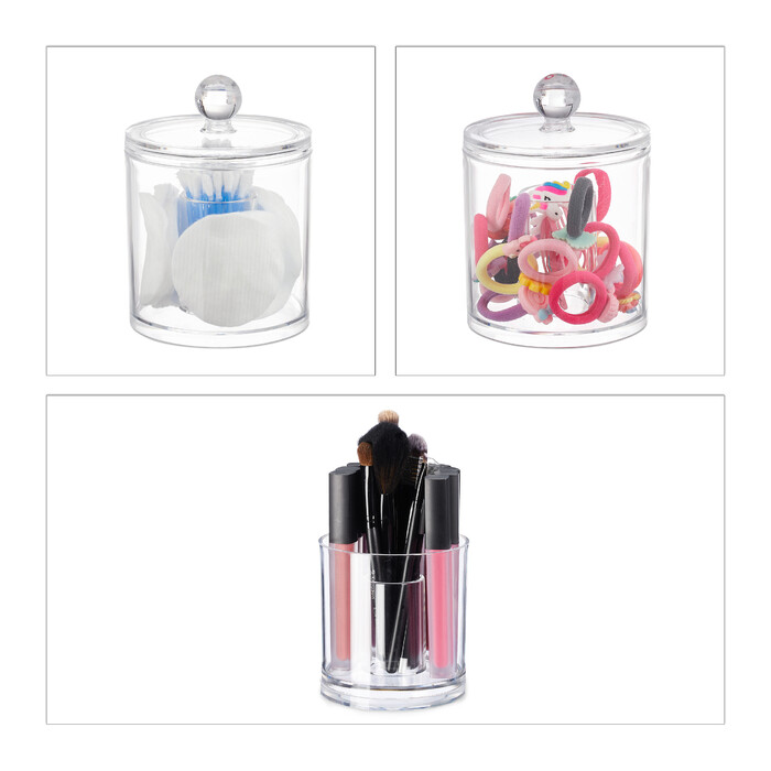 Relaxdays Cotton Swab Storage Set of 3