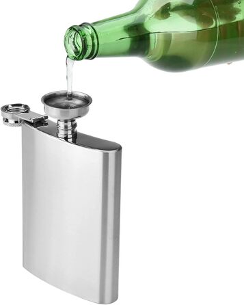 Набір з 2 фляг DealKits з нержавіючої сталі, 227 мл (8oz), з воронкою, для алкоголю, 304 нержавіюча сталь
