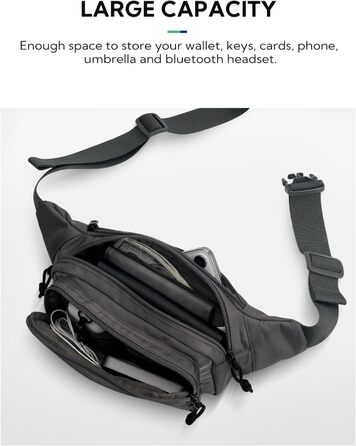 Спортивна поясна сумка Waterfly: стильна фанна-сумка для чоловіків та жінок, унісекс, для прогулянок, подорожей, MTB, спорту, тренувань собак, сірого кольору