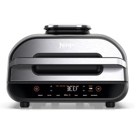 Електрогриль та аерофритюрниця Ninja Foodi MAX 5,7 л, 6-в-1, цифровий термощуп, сірий/сріблястий, мод. AG551EU, посудомийна безпека