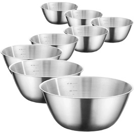 Набір мисок з нержавіючої сталі WANBY (8 шт, 800 мл) - нержавіюча сталь 304, легкі, міцні, безпечні, для їжі, миття в посудомийній машині