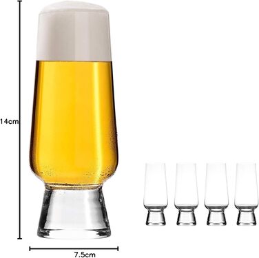 Набір келихів для крафтового пива 4 шт. 400 мл - Pale Ale, Pils, Wit, Helles - Прозорі келихи для дегустації