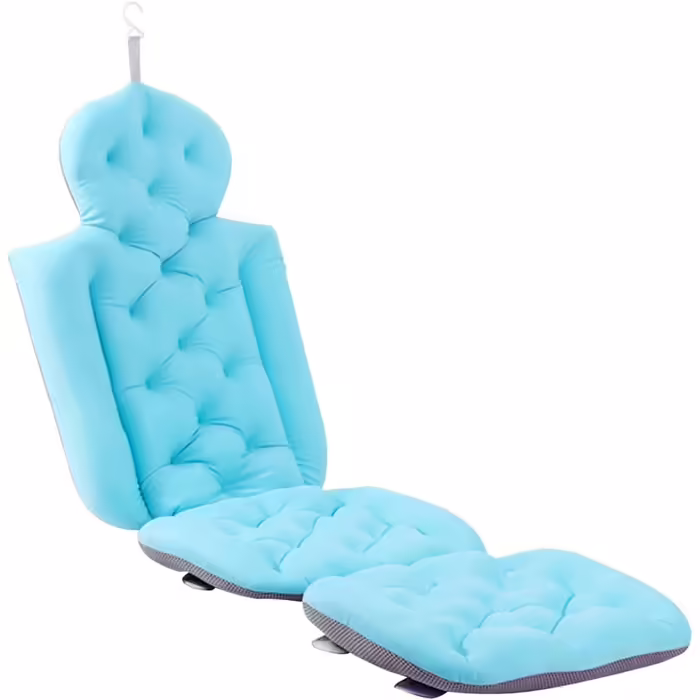 Fenteer Bath Mat Comfortable Bathtub Pillow Full Body Mat for SPA Bathroom, Blue