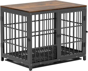 Клітка для собак BingoPaw Holz: дерев'яна клітка-шафка для собак маленьких порід, 3 дверцята, знімний піддон, 78x56x65 см, білий колір