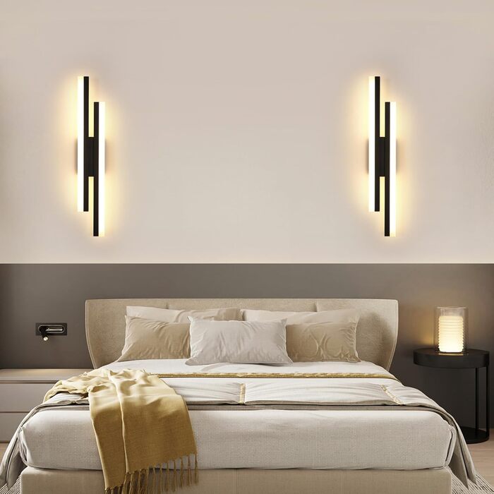 DELIPOP Настінний світильник Wandleuchte, 12W LED, 3 кольори, золото, для спальні, вітальні, коридору, сходинкового майданчика (чорний, 3000K, 48cm)