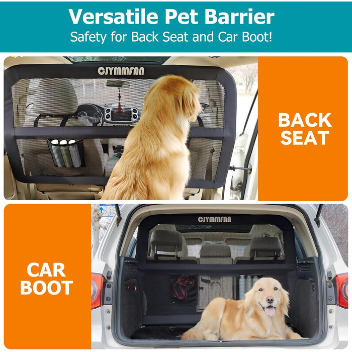 Сітка-перегородка для собак у машину - велика, універсальна, для заднього сидіння та багажника. Підходить для седанів, SUV та пікапів.