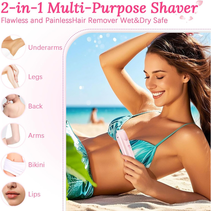 Електричний жіночий триммер Silky Splash 2-в-1 для бікіні та тіла, водонепроникний, USB, рожевий
