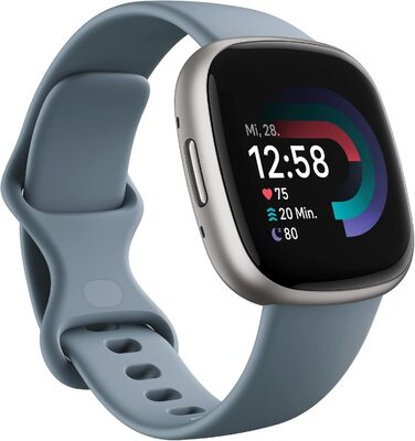 Фітнес-годинник Fitbit Versa 4 – розумний годинник для жінок та чоловіків з GPS, телефоном, 6 днів роботи батареї та 40+ тренуваннями. Сумісний з Android/iOS. Кольори: піскорожевий / алюміній в мідно-рожевому (блакитний водоспад / алюміній в платині)