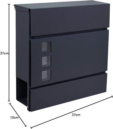 Поштовий ящик настінний дизайнерський антрацит RAL 7016 з газетницею, захищений від погодних умов, порошкове покриття