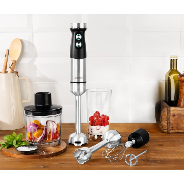 Блендер GASTROBACK #40972 Design Power Stabmixer Set 5-в-1, сріблястий, чорний