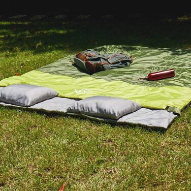 Спальний мішок Oaskys для двох дорослих з подушками – Queen Size XL, водовідштовхуючий, для всіх сезонів, кемпінг, подорожі, 59x86.6 дюймів, оливковий