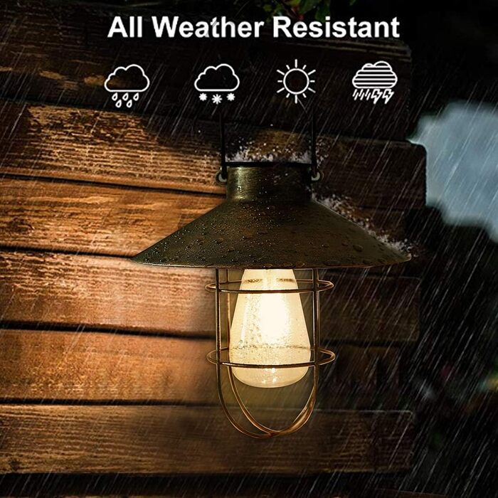 Pearlstar Solar Lanterns for Outdoors Hanging Vintage Metal Solar Lights Garden Light with Warm LED Lamps for Outdoor Garden Yard Patio Tree Decoration, Solar Landscape Lighting, Copper (Copper)