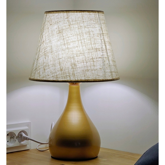 Сенсорна настільна нічна лампа з абажуром, LED, золотиста