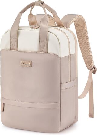 Рюкзак для ноутбука LOVEVOOK, 15.6 дюймів, жіночий, для школи/університету, подорожей, робочі будні. Водостійкий, елегантний, для дівчат-підлітків. Колір: бежево-рожевий