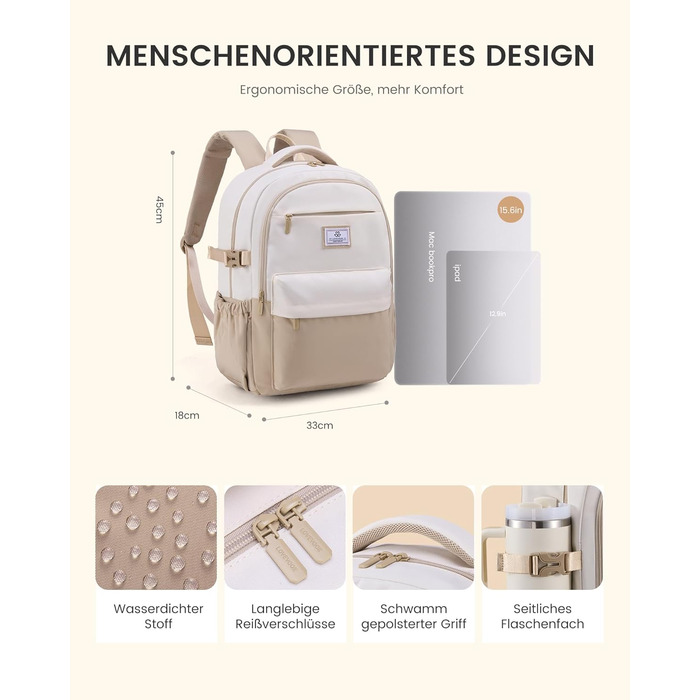 LOVEVOOK Рюкзак для жінок, 15.6 дюймів, рюкзак для ноутбука, шкільний рюкзак для дівчаток-підлітків, водонепроникний, з багатьма відділеннями, сучасний рюкзак для роботи, школи, подорожей, 15.6' (Рожевий & Сірий)