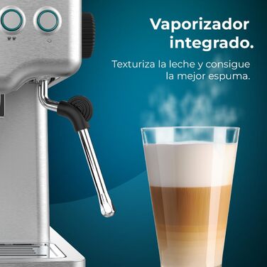 Cecotec Barista Power Espresso Machine, 20 Barista Mini, 1465 W, 20 Bar, Manometer and Thermoblock, Swivel Steam Wand and Dual Outlet Arm, 1.8 Liter Capacity