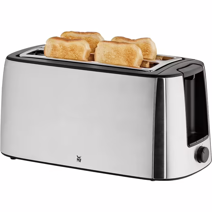 WMF Bueno Pro Toaster 4-Slice Long Slot with Bun Warmer, XXL Toast, Crunchy Function, 6 Browning Levels, 1550W, Stainless Steel Matte Toaster Single