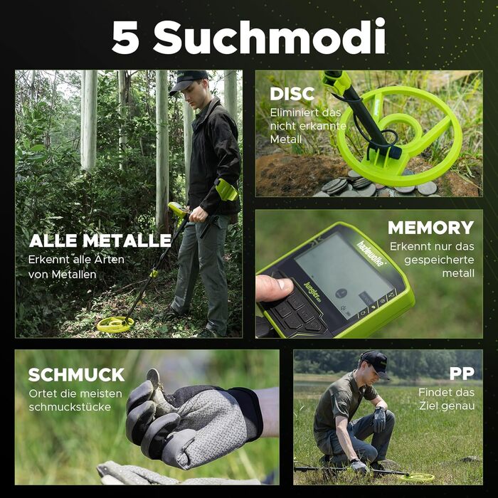 Металодетектор Profi Set: 10'' котушка, IP68, водонепроникний, Pinpoint, 5 режимів, LCD, DSP, для дорослих, пошук золота