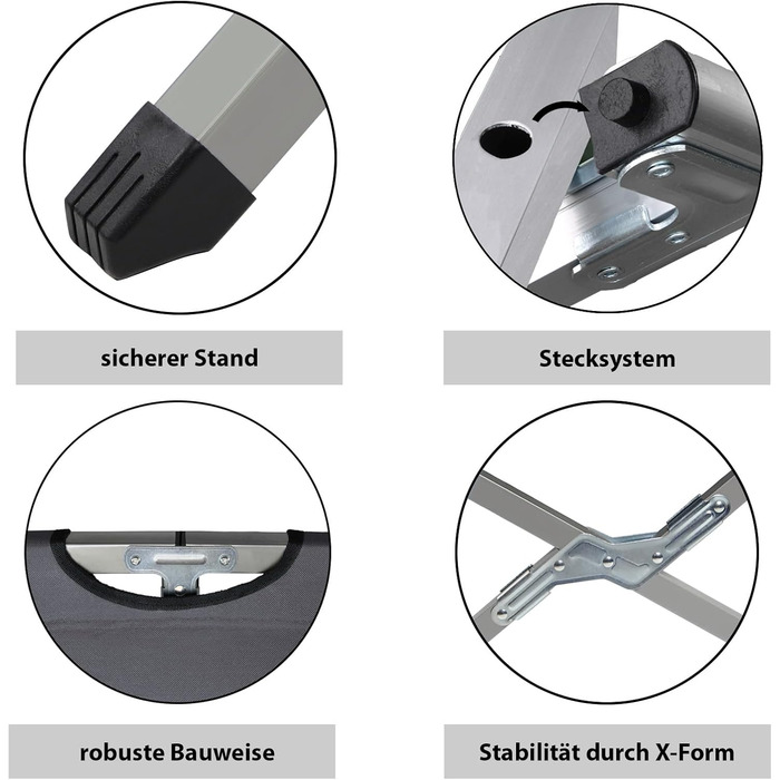 Розкладне ліжко BB Sport для кемпінгу та відпочинку: сталевий каркас, 190x64x41 см, 180 кг, тканина Oxford 600D, сірий колір