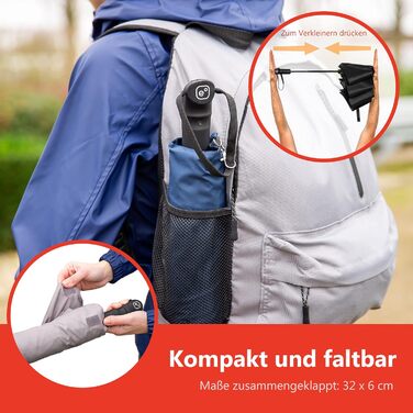Дощовик-парасолька Ergonauts: вітростійкий, з вентиляцією, подвійний купол, Teflon, ергономічна ручка, чохол. Компактний, легкий, складаний (Морська синя)