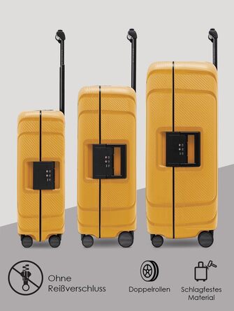 Набір валіз REDOLZ Essentials 15 (3 шт.) з поліпропілену, TSA-замок, 4 колеса, Dark Yellow
