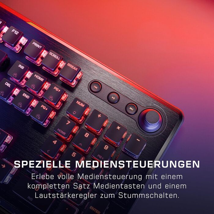 Turtle Beach Vulcan II – Механічна ігрова клавіатура для ПК, перемикачі Tactile Titan II, підсвічування клавіш, знімна підставка для зап'ястя, DE розкладка