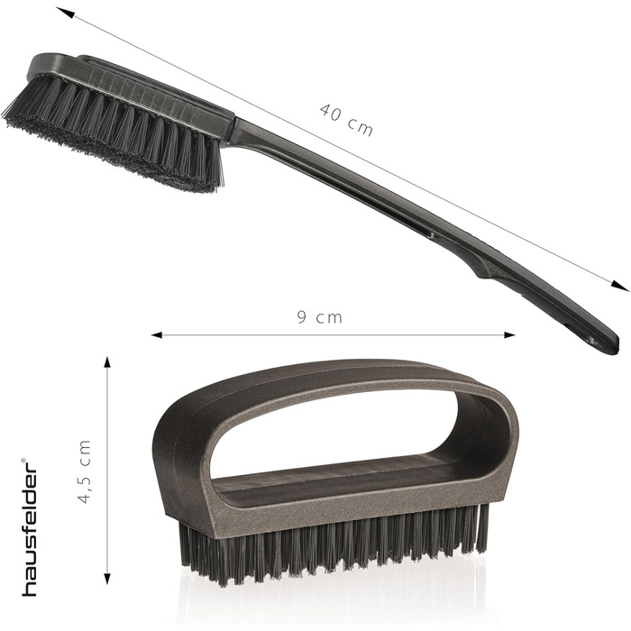 Набір ручних щіток Hausfelder для душу: жорсткі, для нігтів та спини, з ручкою, чорний антрацит, матовий