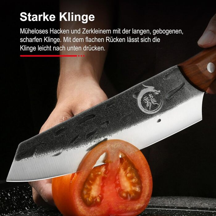 Ніж кухарський Plys 20 см, професійний, з високоякісної нержавіючої сталі, з ергономічною ручкою (чорний)