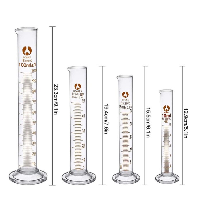 Beaker Cylinder Pipette Set, JESSTOLO 5-Piece Thick Glass Graduated Beakers, 4 Glass Measuring Cylinders with 3 Glass Measuring Pipettes, 4 Glass Stir Sticks and 2 Washing Brushes