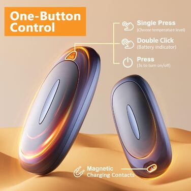 Електричні грілки для рук 2 шт. 4000mAh з зарядним кейсом 10000mAh, 3 режими нагріву, USB-C, для катання на лижах, кемпінгу, подарунок (темно-синій)