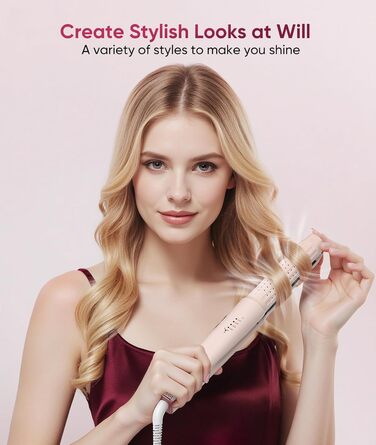 Випрямляч та плойка 2-в-1 з охолодженням Air Glatt, негативне іонізація, 4 температурні режими, рожевий