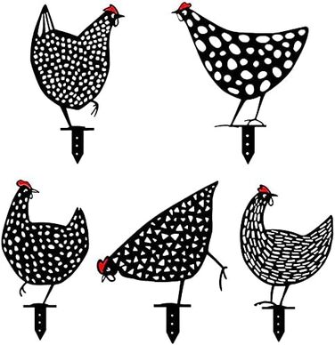 Alnicov 5-Piece Metal Chicken Farm Art Hollow Out Rooster Animal Shape Decor for Outdoor for Lawns, Gardens, Backyards Decoration Ornament
