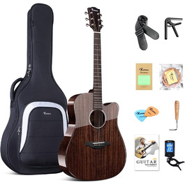 Акустична гітара Rosen G31 Dreadnought Black з махагоні, 41 дюйм, Cutaway, стартовий набір