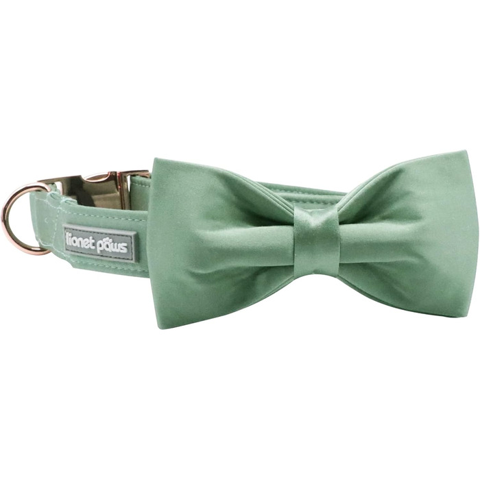 Нашийник для собак Lionet Paws з метеликом - комфортний шовковий нашийник зеленого кольору для маленьких собак, знімний метелик, розмір S (1 шт.), колір: трав'яний