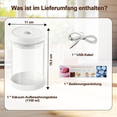 Герметичний контейнер для кави на 1100 мл з нержавіючої сталі, вакуумний, з клапаном, для кавових зерен, чаю, горіхів, печива, какао - білий