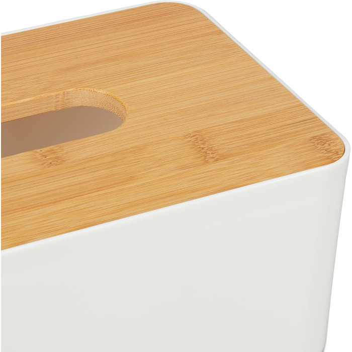 Relaxdays Коробка для рушників з бамбука з кришкою, для ванної кімнати, сучасний дизайн, білий/натуральний, 10 x 23 x 13 см