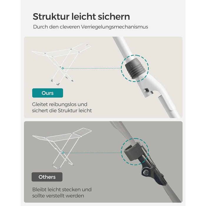 SONGMICS Сушарка для білизни розкладна, підлого типу, біла LLR540W01