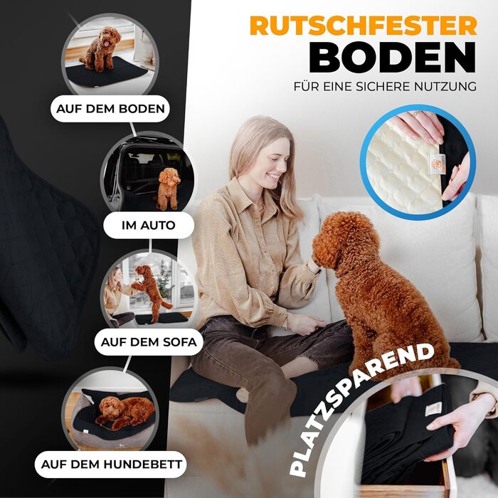 Водонепроникний килимок для собак SympaTierisch - захист дивану та ліжка - великий розмір (130 x 100 см) - чорний колір - легко перуться