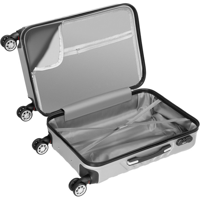 Набір валіз Zelsius 3 шт. сірий колір | ABS валізи з кодовим замком, подвійними колесами та внутрішнім роздільником | Ручна валіза, набір валіз з твердим корпусом 3 шт., ролер, велика валіза, дорожній набір