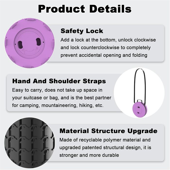 Тeleskopний складаний стільчик для кемпінгу, риболовлі та відпочинку, 280 кг, фіолетовий, 25x25x45 см