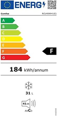 Mini холодильник Comfee RCD50WH2(E) 43L з відділенням для льоду, білий. Холодильник для кімнати та офісу, швидке охолодження, регулювання температури, енергоефективний (F)