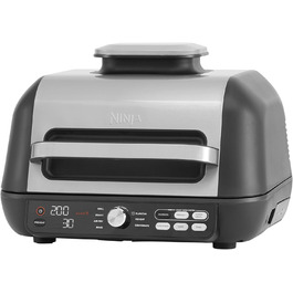 Ninja Foodi MAX PRO Grill, Flat Grill Plate & Air Fryer, 3.8L Air Fryer with Digital Temperature Probe, Dishwasher-Safe Parts, 7-in-1, Silver/Black AG651EU MAX PRO Grill & Air Fryer 3.8L Black/Silver
